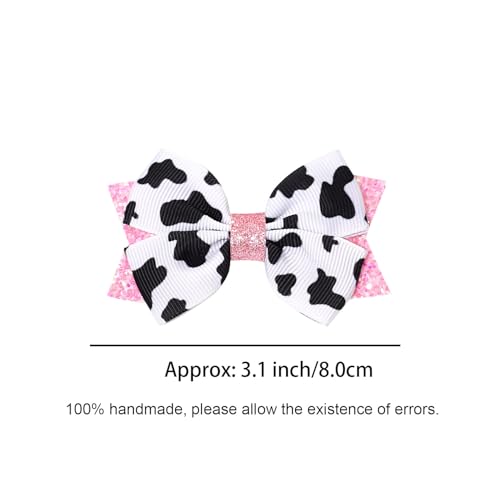 2 pzas Moño para cabello con diseño vaca y pinzas cocodrilo miniatura 2