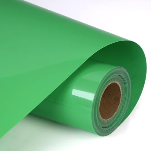 10 Ft Rouleau Vinyle Thermocollant Vert pour Cricut Maker, Silhouette Cameo - 30,5 x 300cm Flex Thermocollant Transfert Film Plotte pour DIY vêtements autres tissus,...