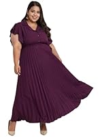 U&F Women Purple Checked Crepe Plus Size Maxi Dress