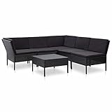Yolola 6 Teilig Lounge Set Gartenmöbel Set Loungemöbel Sofa Rattan Balkonmöbel Balkonlounge Gartenlounge Gartensofa Balkon Terrasse Terrassenmöbel Ecksofa Garten Schwarz