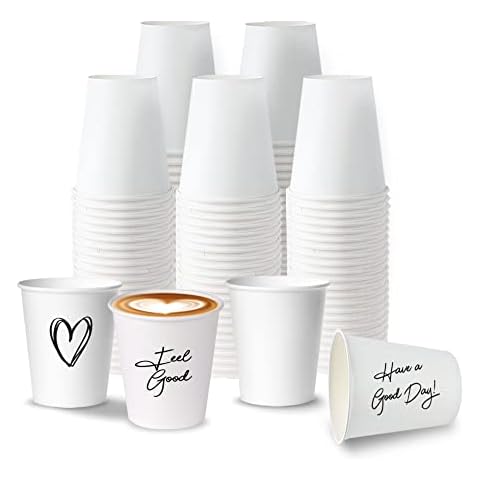 12 Oz. Disposable Paper Coffee Cups, 50-Pack Premium Cafe Coffee Cups - Grab 'n Go Cup Hot Cups, Travel Cup for Home, Office, Cafe, Restaurant (50 Cups ONLY) Cover