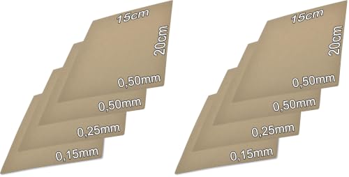 Easyboost 4 Hojas de Papel de Junta 0,15mm, 0,25mm y 2x 0,50mm resistente al desgarro tamaño 20 x 15cm para cilindro Scooter Motocicleta Cortacésped Desbrozadora (Paquete de 2)