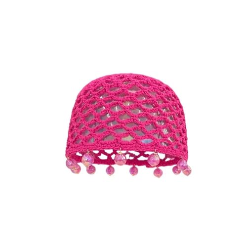 Bonnet tricoté fait main en crochet avec perles élégantes