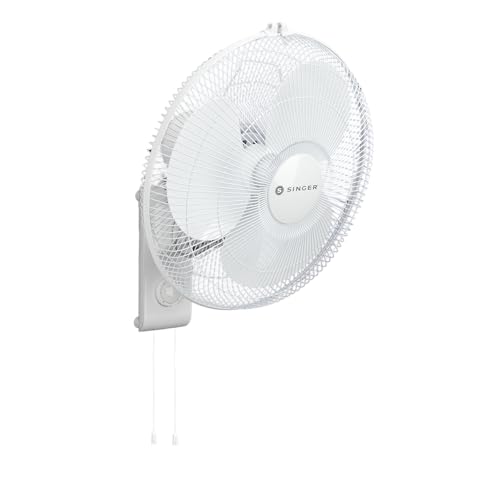 Image of SINGER Brissa 21 Energy Efficient Wall Fan | 60W Power | 100% Copper Motor | 75 CMM Air Delivery | 1330 RPM | Silent Operation | Adjustable Height | 2 Years Warranty | ISI Certified