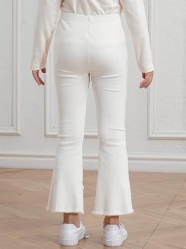 ACSUSS Girls Kids Flared Yoga Pants Toddlers Cotton Elastic Waist Leggings Sports Ribbed Ruffle Bell Bottoms4