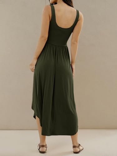 Image of Langwyqu Womens 2026 Summer Sleeveless Tank Dress Empire Waist Asymmetrical Flowy Casual Maxi Dresses