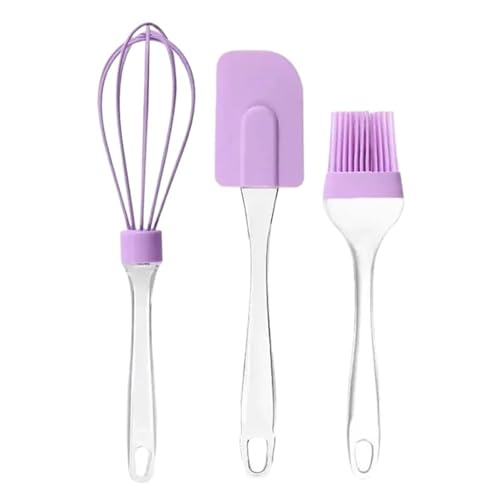 3 espátulas de silicona antiadherentes for crema, pan, pasteles, mantequilla, mezcladoras, cepillos aceite con mango PP, herramienta cocina for hornear(GREEN)