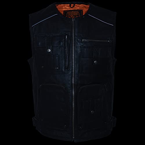 Milwaukee Leather MLM3580 Men's Black ‘Super Utility-Multi Pocket Vest’ Motorcycle Biker Leather Vest4