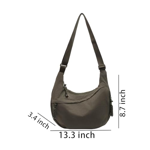 Image of Crossbody Nylon Crescent Bag for Women - Lightweight Small Hobo With 2 Pack Inner Dumpling Bag - Casual