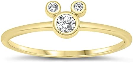 CloseoutWarehouse Bezel Clear Cubic Zirconia Mouse Ring 925 Sterling Silver (Comes in Colors and Sizes) CloseoutWarehouse Bezel Clear Cubic Zirconia Mouse Ring 925 Sterling Silver (Comes in Colors and Sizes)