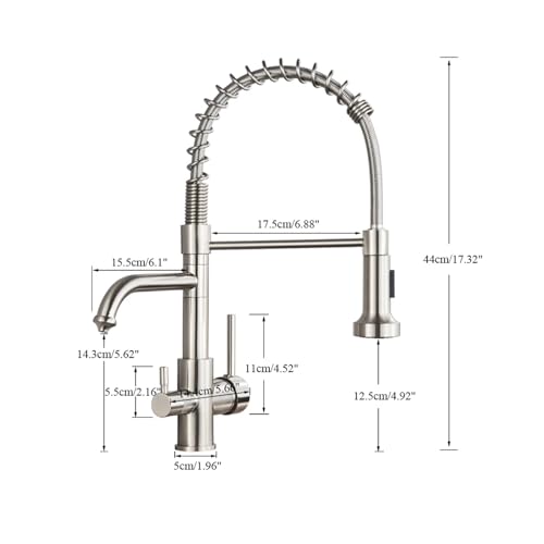Robinet de cuisine pour eau filtrée double bec rotatif finitions or
