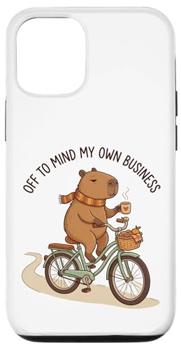 Off To Mind My Own Business Cozy Capybara Ride a Bike �X�}�z�P�[�X iPhone 12/12 Pro �p