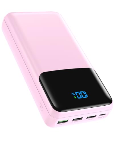 Image of Portable Charger 50000mAh Power Bank, High Capacity External Battery Pack for Camping, USB-C PD 30W Fast Charging Portable Phone Charger for iPhone 17 /16 /15 /14 /13 /12 /11 Samsung Android (Pink)