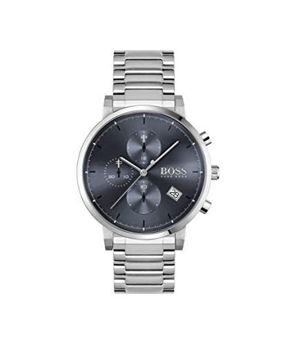 Image of Hugo Boss Stainless Steel Analog Blue Dial Men Watch-1513779, Silver Band
