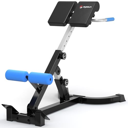 Roman Chair,Adjustable Ab Back Extension Machine,Back Extension Machine,Foldable Core Strength Trainer,Back Exercise Machine for Glute,Full All-in-One Body Workout&Home Gym Fitness Machine(Blue)