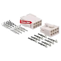 Kalitec KALI-2408 Mini-Fit Jr. Set 8 polig aus Nylon I Kabelstecker KFZ I Spannung 600 V I Nennstrom 13 A I AWG 24-18 I Mini Stecker für für Festplatten, LED und RGB Beleuchtung I Rastermaß 4.2mm