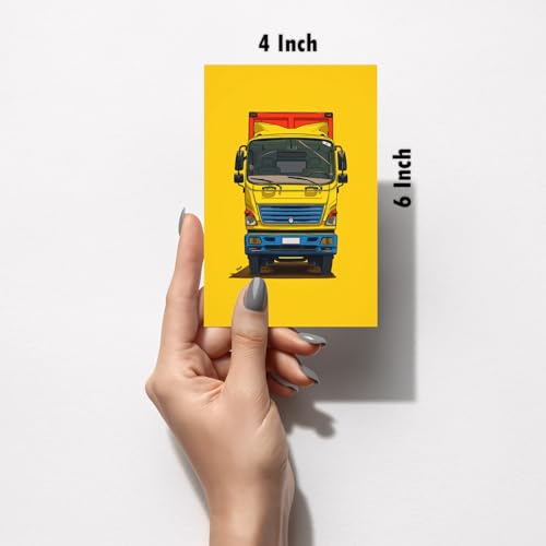 Image of SiddArtify Vibrant Truck Art Print Set - Colorful Truck Illustrations - Set of 2-4x6 Inch - Board (Pack of 6) - Sticker (Pack of 6) Wall Room Decoration art Poster Prints