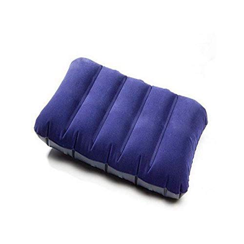 Walberrie Velvet Soft Air Inflatable Navy Blue Travel Pillow for Family, pake of 1