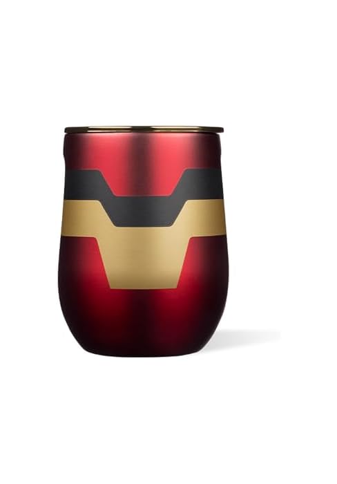 Corkcicle Stemless Wine Tumbler with Lid, 12oz, Marvel Iron Man | Cold Up to 6 Hours, Hot Up to 3...