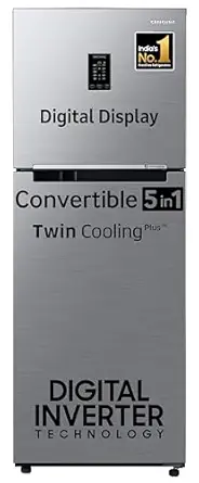 Samsung 301 L, 3 Star, Convertible 5-in-1 Digital Inverter with Display Frost Free Double Door Refrigerator (RT34C4523S9/HL, Silver, Refined Inox, 2024 Model)
