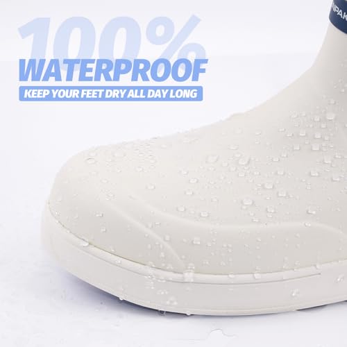 Image of WOVENPAK Deck Boots for Men, Rain Boots Men, Waterproof Fishing Boots, Mens Deck Boots, Anti-slip Rubber Work Ankle Rain Boots Shoes for Outdoor Fishing, Boating, Size 6-13
