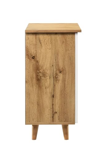 Image of DeckUp Trove 2-Door Engineered Wood Shoe Rack (Wotan Oak & White, Matte Finish)