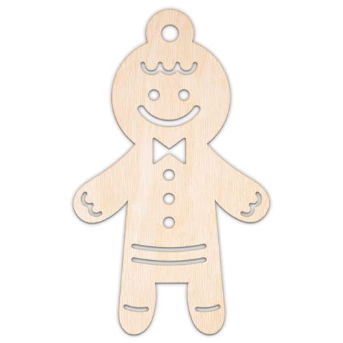 Creative Deco Formas Navideñas Personalizadas de Contrachapado o MDF | Hombre de Jengibre | 5-100 cm | Madera Contrachapada 3mm | Recortes con Láser | Decoración Navidad | Decoupage Pared Puerta