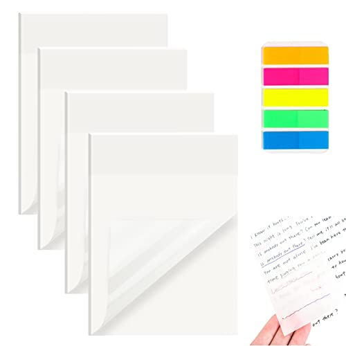 IWTBNOA Lot de 200 notes autocollantes transparentes et 100 bandes adhésives - Pour étudiant, bureau, maison Cover
