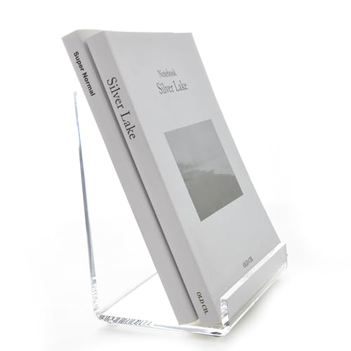 AIMOLLY Durchsichtige J-förmige Acryl Buchständer – Schräger Tischständer als Buchstützen, Tablet-Halter & Staffelei-Aufsteller zum Anzeigen von Büchern, Fotos, Musikartikeln und Kunsthandwerk