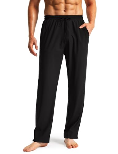 FitsT4 Sports Mens Beach Pants Swim Pants Loose Fit Quick Dry UPF 50+ with Pockets Drawstring Waist for Yacht Daily Wear Black Large