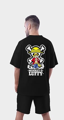 Image of Be Crazy Oversized Loose Baggy Fit Drop Shoulder Half Sleeves Pure Cotton Anime Graphic Printed T-Shirt for Men