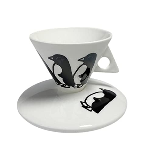 HEMOTON 1 Conjunto de Taza de Café de Cerámica Pingüinos 60Ml Taza de Café con Platillo Copa de Café Expreso Creativo…
