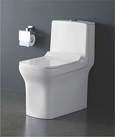 InArt Western Floor Mounted One Piece Water Closet Ceramic Western Toilet/Commode/European Commode Square With Soft Close Seat Cover For Lavatory, Toilets (S-Trap Outlet Is From Floor)