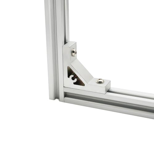 Iverntech 16 Stück silberfarbene Eckwinkel 50 x 50 x 19 mm für 2020 Aluminium-Extrusion, 20er-Serie Aluminiumprofil, 2-Loch-Inneneckwinkel mit 32 M5-Schrauben + 32 T-Muttern + 1 Schraubenschlüssel
