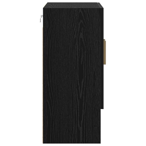 Armoire murale noire aspect chêne avec 2 compartiments et porte - 8
