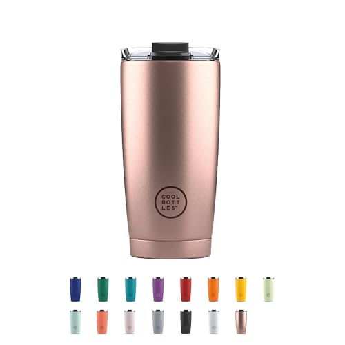 Termo Café - Bebidas Calientes 5 Horas y Frías 10 Horas - 550 ml - Vaso Térmico de Acero Inoxidable Libre de BPA - Tapa Hermética y Diseño Antimanchas - Metallic Rose - Cool Bottles