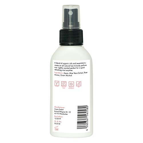 Unbekannt Neatly Hair & Body Perfume Mist I mit Rosen Aroma I Natürliches Haar- und Körperspray Für Den Sommer 100 ml I Erfrischungspray mit Lavedelöl I Aloe Vera Für Gepflegte Haut