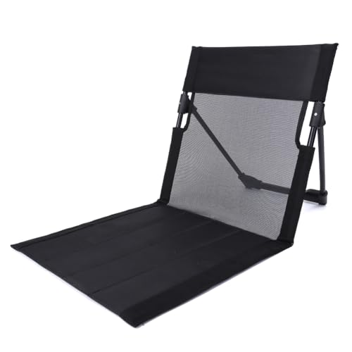 Auratrove Silla plegable para exteriores, sillón de malla de aleación de aluminio ligero con respaldo alto ergonómico para playa, camping, jardín, asiento portátil para césped, color negro