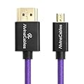Alvin's Cables 8K 2.1 Micro HDMI to HDMI Coiled Cable for Atomos Ninja V, 8K@60Hz 4K@60Hz High-Speed HDMI Cable for Sony A7RIII A7II A7M3, for Canon R5 M6, for FUJIFILM X-T4 X-T3, Braided Purple