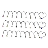 HANABASS 30 piezas Piercing Nariz Acero Quirúrgico Anillos de con Incrustaciones de Circonitas Mixtas para Hombres y Mujeres Joyería Corporal Delicada