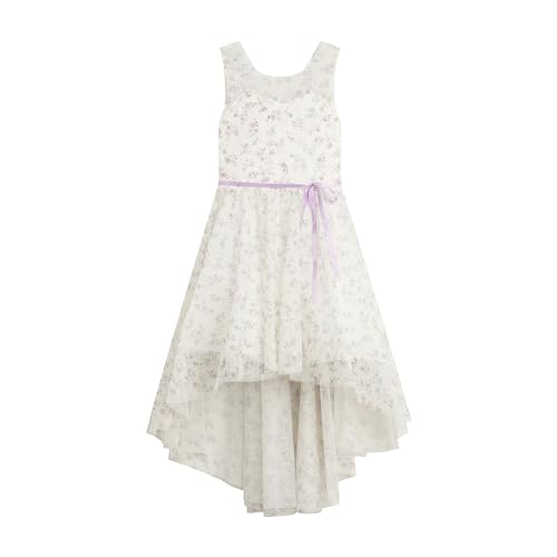 Beautees Girls Sleeveless Floral Mesh High Low Party Dress