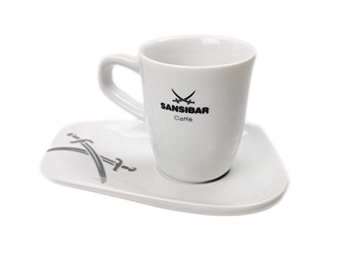 2er-Set Espresso-/Mokka-TASSEN mit Untertassen, dickwandig aus Porzellan, von Sansibar, 75ml