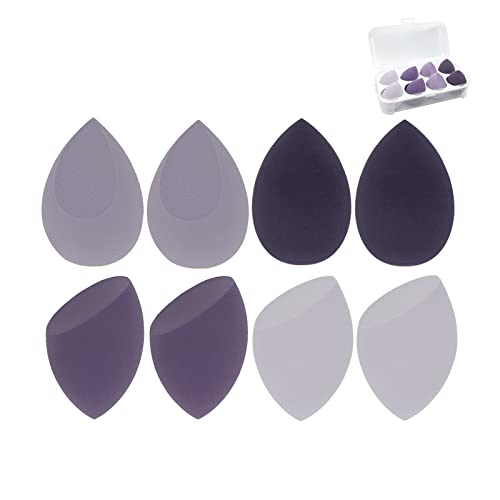 Makeup Sponge Set, Makeup Sponge Foundation Blending Beauty Sponge, Wet and Dry Beauty Blending Sponge for Liquid Foundation, Powder and Cream to Reduce Makeup Waste (Purple Set of 8)