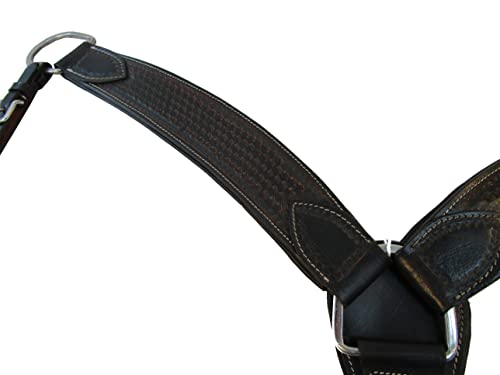 Western BREASTCOLLAR Horse Roping Roper Ranch Pleasure Black Basket Tooled