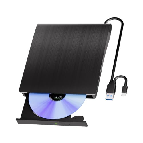 External Blu Ray Drive Support 50G Disc Read/Write Bluray Drives Portable 3D Blu Ray Burner with USB 3.0 and Type-C Blu Ray Reader Suitable for Windows XP/7/8/10/11 MacOS for Laptop Desktop Mac