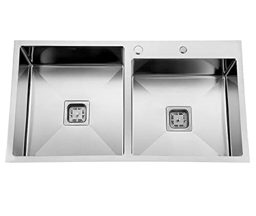 CROCODILE Stainless Steel 304 Grade Double Bowl Handmade Kitchen Sink (32"x18" TAP HOLE) (B0CY2Q2HLJ) Amazon Price History, Amazon Price Tracker