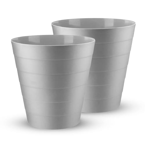 MantraRaj Plastic Waste Paper Bin 6L Round Waste Basket Trash Can Lightweight Rubbish Bin for Kitchen, Bedroom, Bathroom, Outdoor Garbage Container Dustbin Waste Basket Pack Of 2 (Grey)