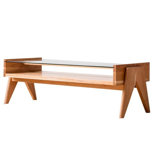 BASXDRFXZ Mesas Auxiliares Mesa de Centro Madera Maciza, Mesa té Rectangular for el hogar, Sala Estar Cerezo nórdico, Retro Simple