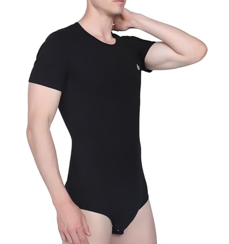 Adult Onesie for Men One Piece Pajama Tops Crotch Snaps Bodysuit Short Sleeve Romper4