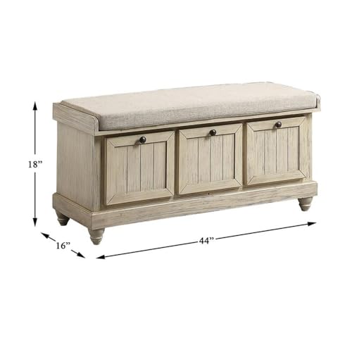 Lexicon-Woodwell-44-Wood-Fabric-Upholstered-Storage-Bench-with-Removable-Foam-Cushioned-Seat-Dark-Bronze-Knobs-Assembly-Required-in-White-Finish Lexicon Woodwell 44 Wood Fabric Upholstered Storage Bench with Removable Foam Cushioned Seat Dark Bronze Knobs Assembly Required in White Finish